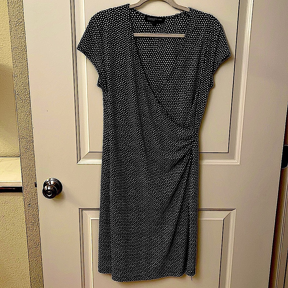 Jones New York Knit Dress/pokadot/Cap sleeve/midi